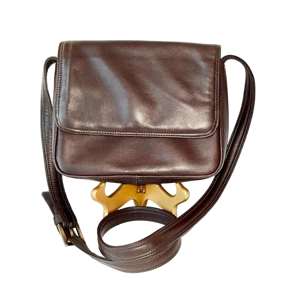 Vintage Talbots Chocolate Brown Leather Shoulder Bag NWOT